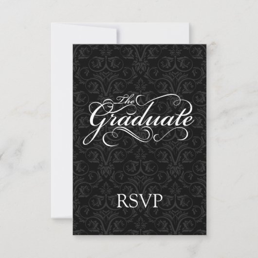 Der Absolvent, elegant schwarz RSVP Karte (Vorderseite)