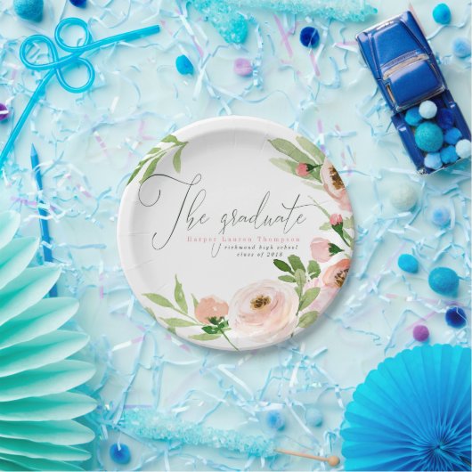 DER ABSOLVENT ERRÖTEN DAS BLUMEN AQUARELL PAPPTELLER (Party)