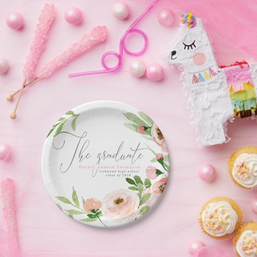 DER ABSOLVENT ERRÖTEN DAS BLUMEN AQUARELL PAPPTELLER (Party)