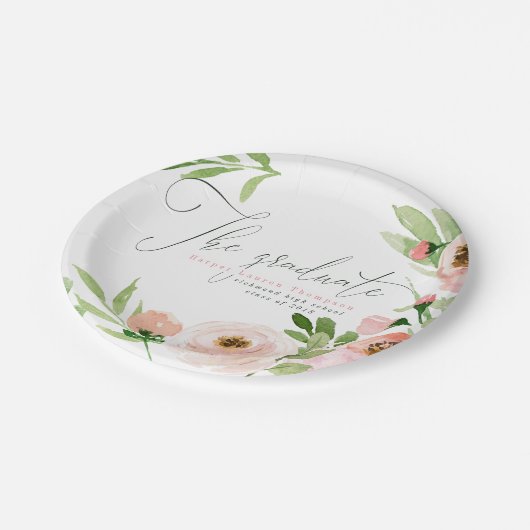 DER ABSOLVENT ERRÖTEN DAS BLUMEN AQUARELL PAPPTELLER (Schrägansicht)