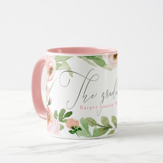 DER ABSOLVENT ERRÖTEN DAS BLUMEN AQUARELL TASSE (Vorderseite Links)