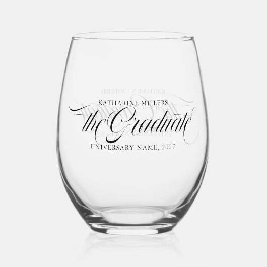 Der Absolvent Schriftart Personalized Weinglas Ohne Stiel (Vorderseite)