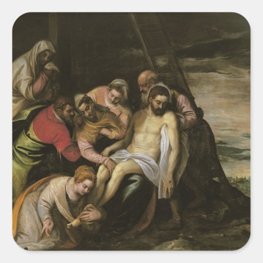 Der Abstieg vom Kreuz Quadratischer Aufkleber (Vorderseite)