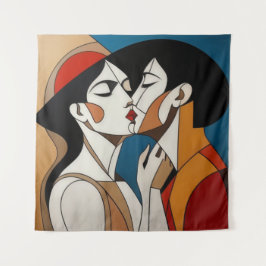 Der Abstrakte Kuss Wandteppich