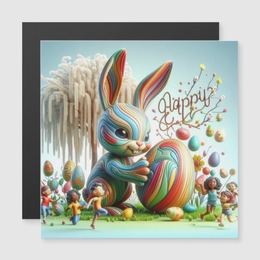 Der Abstrakte Osterhase lächelte Magnetkarte (Vorne/Hinten)