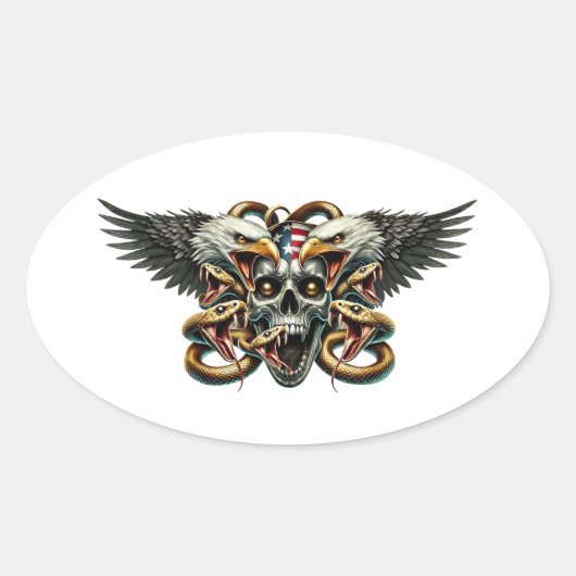 Der Adler und Schlangen Gott der Finsternis  Dämon Ovaler Aufkleber (Vorderseite)