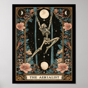 Der Aerialist Aerial Seide Tarotkarte Skelett Hexe Poster