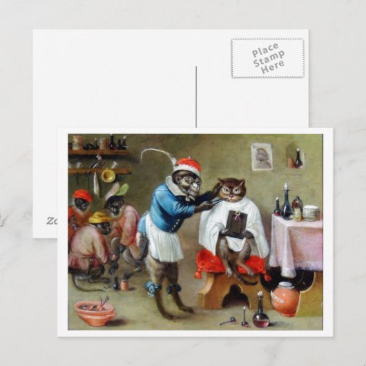 Der Affe Barber Postkarte (Vorne/Hinten)