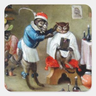 Der Affe Barber Quadratischer Aufkleber