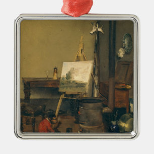 Der Affe des Malers Silbernes Ornament