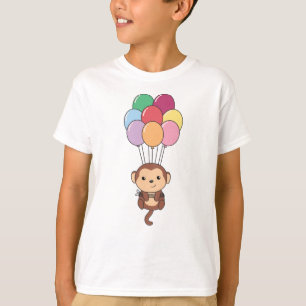 Der Affe fliegt mit farbenfrohen Balloons auf T-Shirt