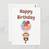 Der Affe fliegt mit farbenfroher Balloons-Karte au Postkarte (Vorne/Hinten)