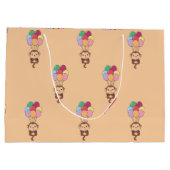 Der Affe fliegt mit farbenfroher Balloons-Karte gr Große Geschenktüte (Rückseite)