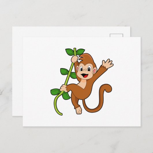 Der Affe im Dschungel Postkarte (Vorne/Hinten)