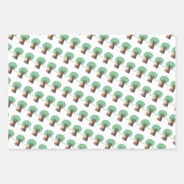 Der Affe isst Bananenwaschpapier mit einem flachen Geschenkpapier Set