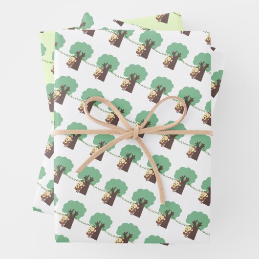 Der Affe isst Bananenwaschpapier mit einem flachen Geschenkpapier Set (Beispiel)