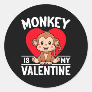 Der Affe ist mein Niedlicher Affe im Valentinherz Runder Aufkleber