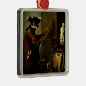 Der Affe-Maler, 1740 (Öl auf Leinwand) Silbernes Ornament (Rechts)