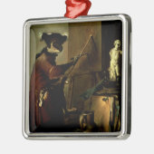 Der Affe-Maler, 1740 (Öl auf Leinwand) Silbernes Ornament (Links)