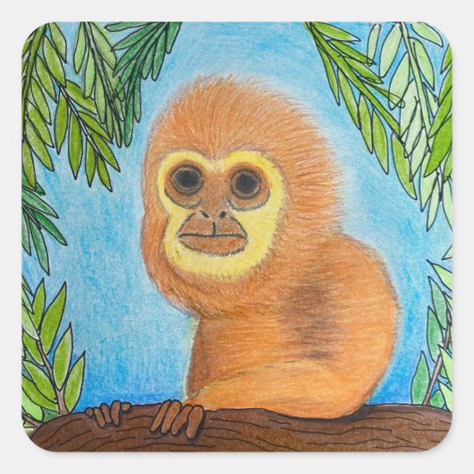 "Der Affe"-Sticker Quadratischer Aufkleber (Vorderseite)