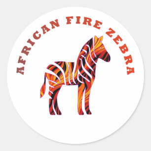 Der afrikanische Feuer Zebra Runder Aufkleber