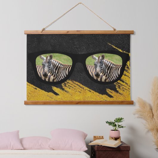 Der afrikanische Löwe jagt das zebra-hanging-Tapes Wandteppich Mit Holzrahmen (Schlafzimmer)