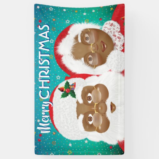 Der afroamerikanische Weihnachtsmann und Frau Clau Banner (Vertikal)