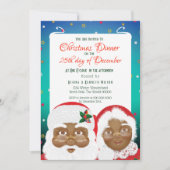 Der afroamerikanische Weihnachtsmann und Frau Clau Einladung (Vorderseite)