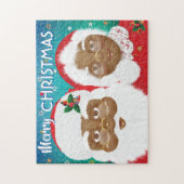 Der afroamerikanische Weihnachtsmann und Frau Clau Puzzle (Vertikal)