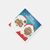 Der afroamerikanische Weihnachtsmann und Frau Clau Serviette (Ecke)