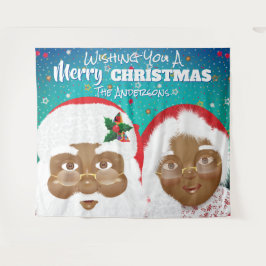 Der afroamerikanische Weihnachtsmann und Frau Clau Wandteppich