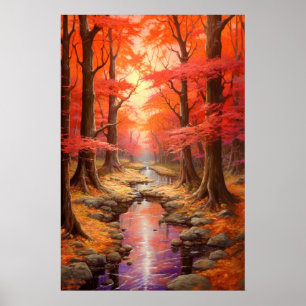Der Ahornwald im Herbst bezaubernd Stream Kunst, D Poster