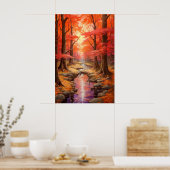 Der Ahornwald im Herbst bezaubernd Stream Kunst, D Poster (Küche)