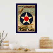 Der Air Service "Learn-Earn" (Blaue Grenze) Poster (Küche)