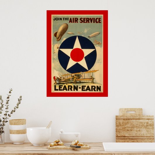 Der Air Service "Learn-Earn" (Rote Grenze) Poster (Küche)