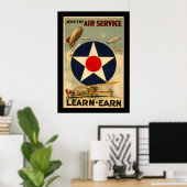 Der Air Service "Learn-Earn" (Schwarze Grenze) Poster (Heimbüro)