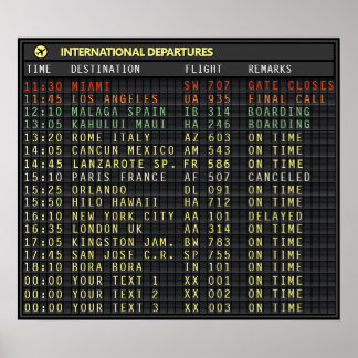 Der Airport Board 👉 anpassbare ❗ Leseanweisungen Poster