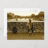 Der Akkordeon-Spieler - Pont des Arts, Paris Postkarte (Vorne/Hinten)