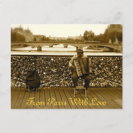 Der Akkordeon-Spieler - Pont des Arts, Paris Postkarte (Vorderseite)