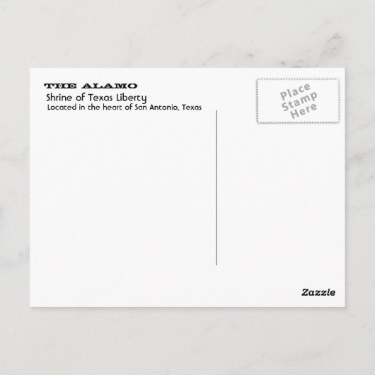 Der ALAMO-Schrein der texanischen Freiheit Postkarte (Rückseite)