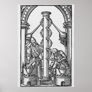 Der Alchemist am Arbeitsplatz Poster