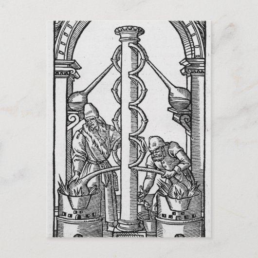 Der Alchemist am Arbeitsplatz Postkarte (Vorderseite)