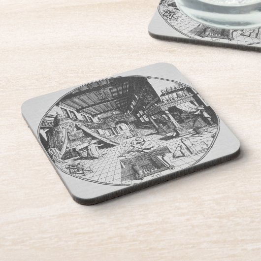 Der Alchemist in seinem Labor, von 'Amphitheatr Untersetzer (Linke Seite)