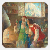 Der Alchemist von Newell Convers Wyeth Quadratischer Aufkleber (Vorderseite)