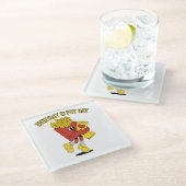 Der Alltag ist der Frittestag. Glasuntersetzer (Schrägansicht)