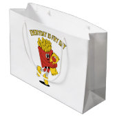 Der Alltag ist der Frittestag. Große Geschenktüte (Rückseite Schrägansicht)