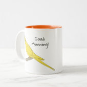 Der Alltag ist ein gelbes Cockatil Zweifarbige Tasse (Vorderseite Links)