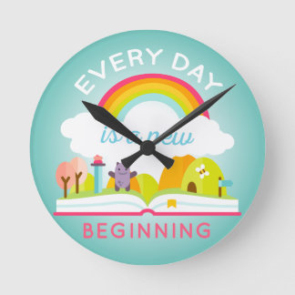 Der Alltag ist ein Neubeginn für einen niedlichen Runde Wanduhr