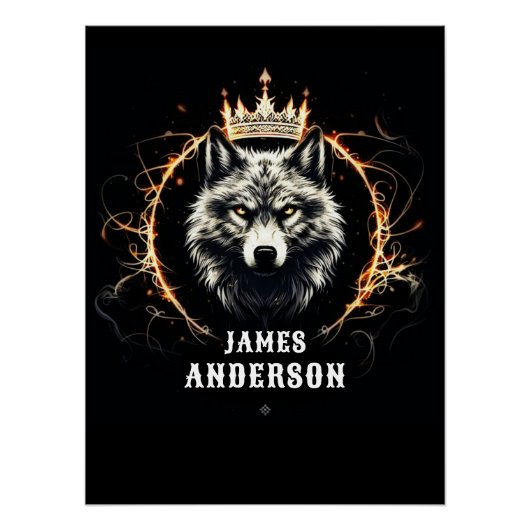 Der Alpha Wolf. Hinzufügen von Text oder Name auf  Poster (Vorderseite)