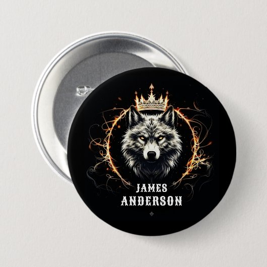 Der Alpha Wolf. Schaltfläche Text oder Name hinzuf Button (Vorne & Hinten)